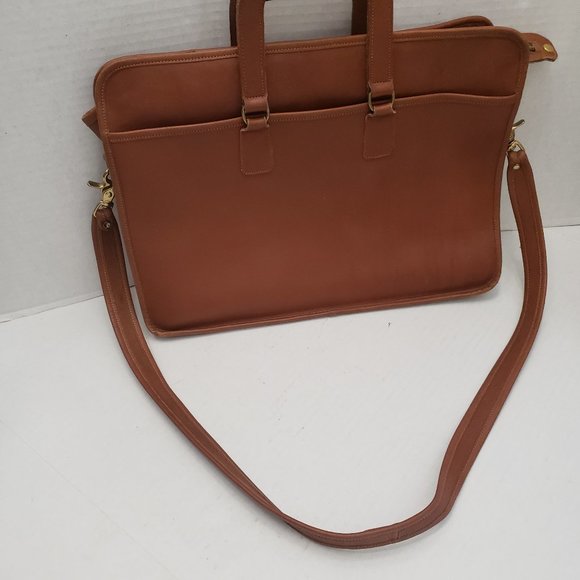 Laura USA Soft Leather Laptop Briefcase Handles Shoulder Strap Brown - Picture 1 of 11